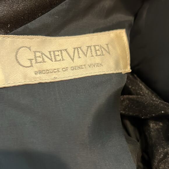 Beautiful Vintage GENET VIVIEN Black‎ Velvet Dress S Cocktail Sexy Sequined Gold - Picture 12 of 16